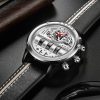 AKOPN sports watch with silver dial and creative calendar display.