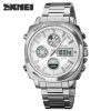 Silver SKMEI 1673 men's fashionable waterproof sports watch.