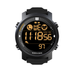 NORTH EDGE LAKER tactical sports watch in black with digital screen display.