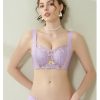 Front view of the Light Purple luxury correction bra set on a model, highlighting the wide, fixed double shoulder straps and high side-wing breast collection coverage,