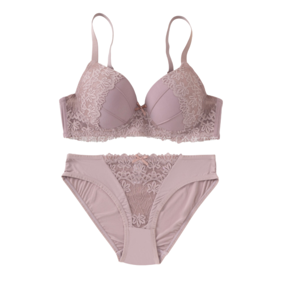 Elegance Lace Cut-Out Premium Intimates Set – Breathable Cotton Crotch Push-Up Bra & Low-Waist Strappy Underwear Suit